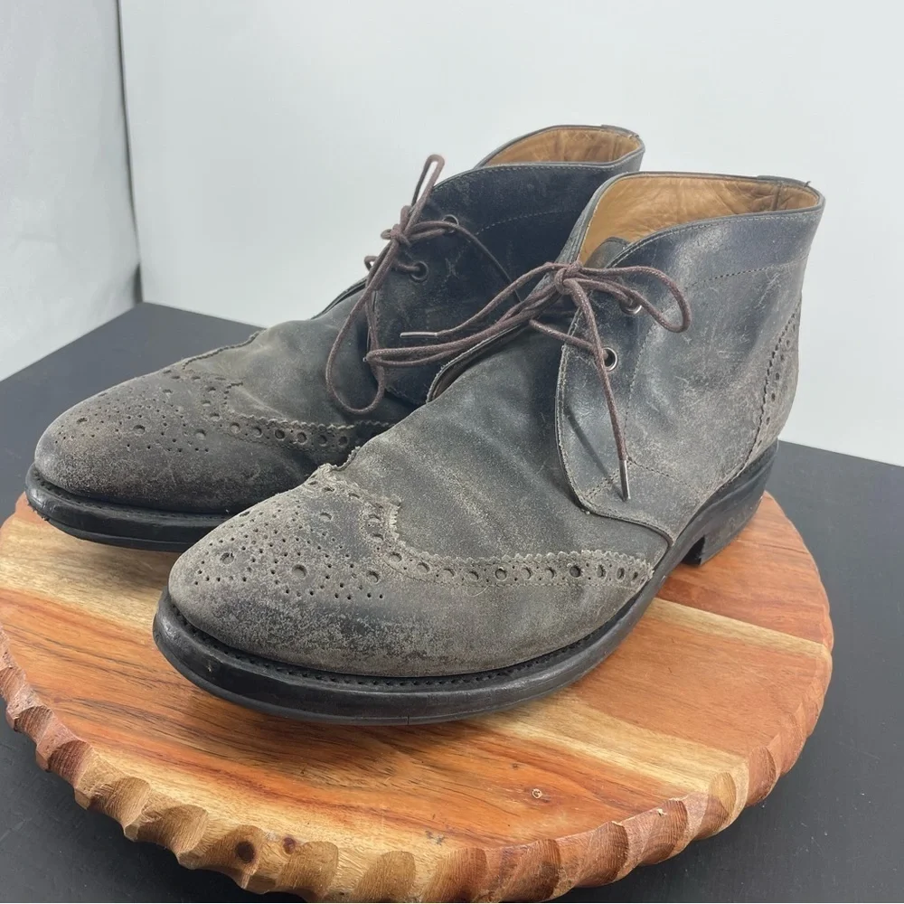 Harrys of London Mens suede Lace Up Oxford Ankle Boots 42.5 Uk 8.5‎ US 9.5 gray